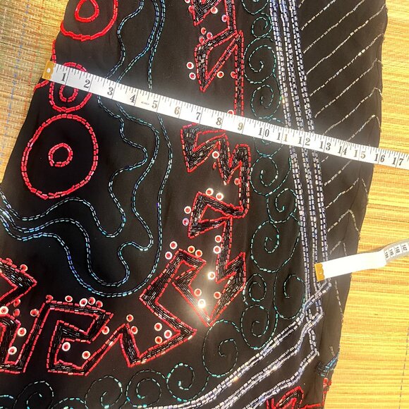 100% Silk Beaded SzM Fabrica Black Evening/Formal Party/Wedding/Prom/Party Dress - Picture 13 of 15